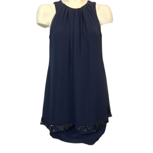 Betsy & Adam Navy Sequined Shift Dress Sz 6 - Picture 1 of 9